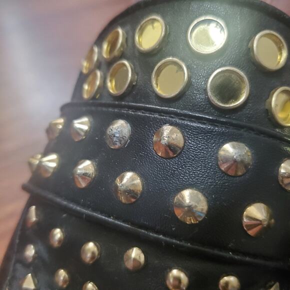 Steve Madden Jordan Studded Black Fur Lined Mule Flats Women's Size 8 Leather - Picture 8 of 16